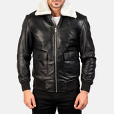 Airin G-1 Black & White Sheepskin Leather Bomber Jacket