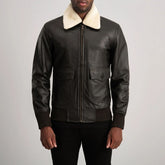 Arden G-1 Men's Brown & Cream Leather Bomber Jacket