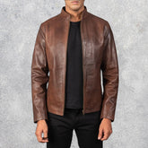 Alex Brown Leather Biker Jacket