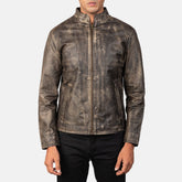 Logan Distressed Brown Men's Leather Biker Jacket