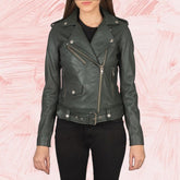 Alison Green Leather Biker Jacket