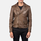 Tarek Mocha Leather Biker Jacket