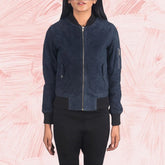 Ava Ma-1 Blue Suede Bomber Jacket