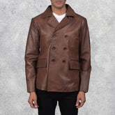 Bailey Brown Leather Naval Peacoat