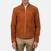 Blain Luxe Brown Suede Bomber Jacket