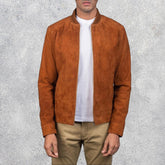 Blain Luxe Brown Suede Bomber Jacket