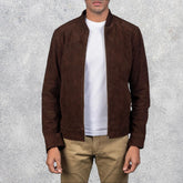 Blain Mocha Suede Bomber Jacket