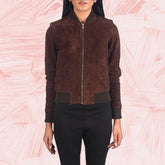 Bliss Brown Suede Bomber Jacket