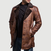 Cinnamon Distressed Real Leather Fur Coat