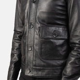 Colburn Men's Black Leather Bomber Jacket
