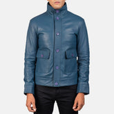 Colburn Men's Blue Leather Bomber Jacket