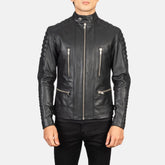Damon Men's Black Leather Biker Jacket
