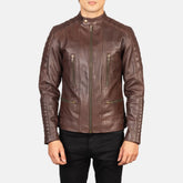 Torren Brown Leather Biker Jacket for Men