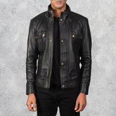 Darren Men's Black Leather Biker Jacket