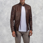 Dean Brown Leather Biker Jacket