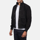Easton Black Suede Bomber Jacket