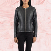 Elixir Black Collarless Leather Jacket