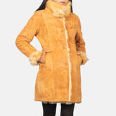 Juliette Shearling Beige Leather Coat for Women