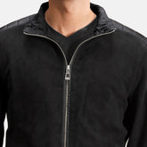 Zenith Black Men's Hybrid Suede Bomber Jacket