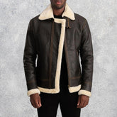 Falcon-B-3-Brown-Cream-Sheepskin-Leather-Bomber-Jacket-for-Men