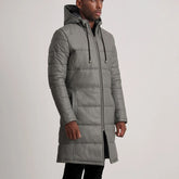Kian Grey Hooded Leather Puffer Coat for Men