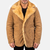 Claymore Men's Beige Suede Leather Coat
