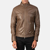 Gatsby Men's Mocha Leather Biker Jacket