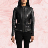 Haley Ray Black Leather Biker Jacket