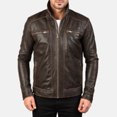 Hudson Trail Brown Leather Biker Jacket