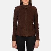 Aubrey Mocha Suede Biker Jacket for Women