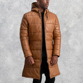 Kian Tan Hooded Leather Puffer Coat for Men