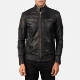 Malone Black Leather Biker Jacket