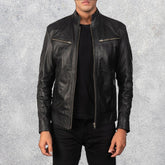 Malone Black Leather Biker Jacket