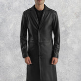 Mason Black Leather Single-Breasted Coat