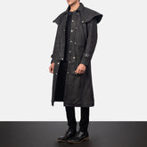Maverick Black Leather Duster Leather Trench Coat