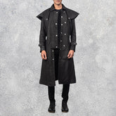 Maverick Black Leather Duster Leather Trench Coat
