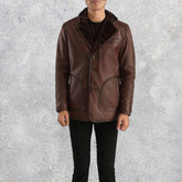 Montana Distressed Brown Men's Fur Leather Coat
