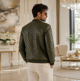 Refined, modern, and effortlessly stylish, the Velmori Olive Diamond Quilted Leather Bomber Jacket is crafted from premium genuine leather with a sophisticated quilted texture. Designed for men who appreciate luxury fashion and everyday versatility, this slim-fit bomber jacket delivers comfort, durability, and timeless appeal for casual and smart-casual wear.