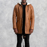 Ronan Tan Leather Parka for Men