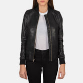 SaltCo Leather Womens Bliss Black Leather Bomber Jacket 2