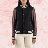 Savant Maroon & Black Hybrid Varsity Jacket