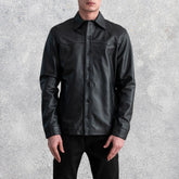 Savion Black Leather Shirt for Men
