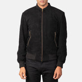Shane Black Suede Bomber Jacket for Men