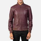 Shane Maroon Leather Bomber Jacket for Men