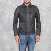 Steele Black Leather Jacket