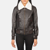 Elise G-1 Brown Leather Bomber Jacket for Women