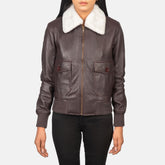 Elise G-1 Maroon Leather Bomber Jacket for Women