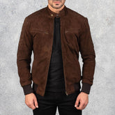 Sven Mocha Suede Bomber Jacket