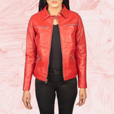 Talia Red Leather Jacket for Women