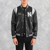 Liberte New York Black Leather Varsity Jacket